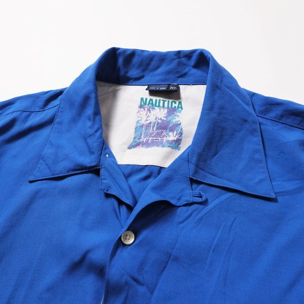 デッドストック 90's ノーティカ NAUTICA オープンカラー レーヨンシャツ (XL) 青 ボックスシャツ 90年代 オールド 旧タグ ビッグサイズ_画像7