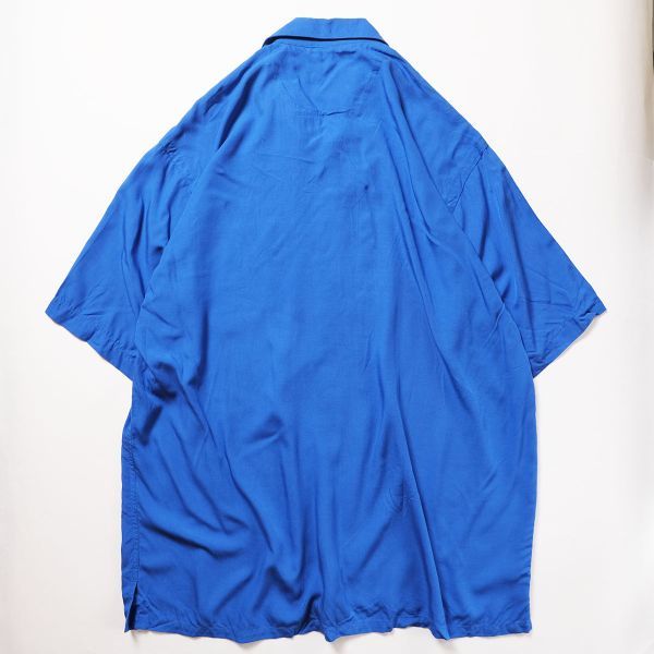デッドストック 90's ノーティカ NAUTICA オープンカラー レーヨンシャツ (XL) 青 ボックスシャツ 90年代 オールド 旧タグ ビッグサイズ_画像3