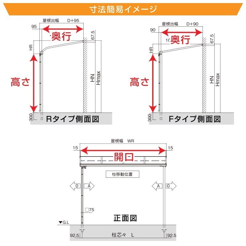 フラット屋根タイプテラス 間口3.0間5490ｍｍ×出幅3尺870ｍｍ×高さ2500ｍｍ 1階用 標準桁仕様 安心の国内メーカー 格安 オリジナル_画像9