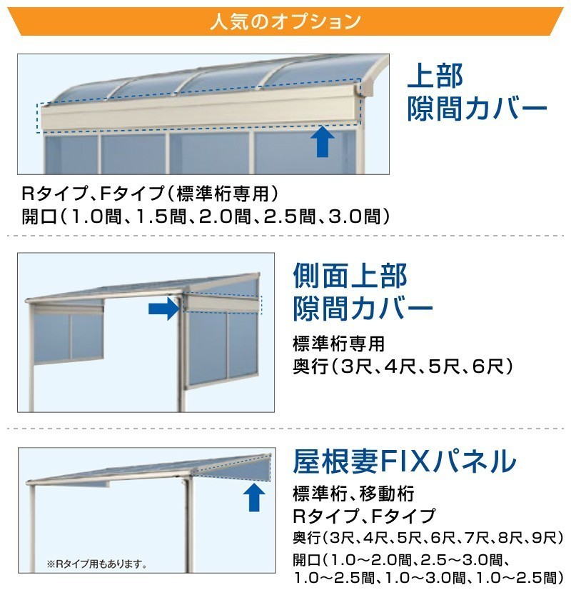 R屋根タイプテラス 間口2.5間4580ｍｍ×出幅7尺2070ｍｍ×高さ2600ｍｍ 1階用 移動桁仕様 柱前後左右移動OK 国産 格安 送料無料 オリジナル_画像9