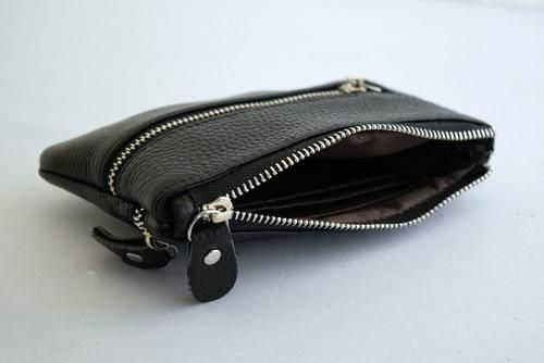  great popularity original leather pochette key case coin case change purse . many for cow leather pouch card-case purse ( black color )