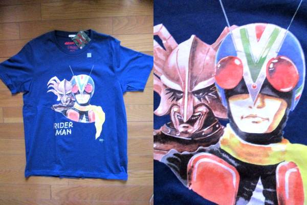  new goods prompt decision first come, first served! Kamen Rider Riderman yoroi origin .45 anniversary commemoration navy blue T-shirt M size OHGUSHI
