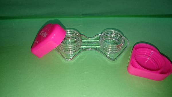 *.. pretty contact lens case &#10084; pink Heart new goods unused 