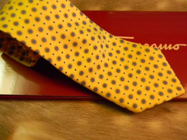 * как новый * Ferragamo шелк 100% галстук галстук специальный с коробкой *