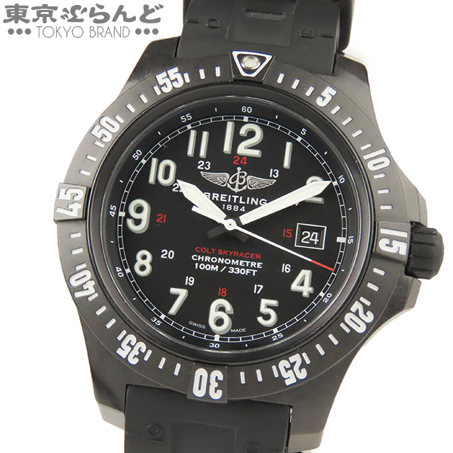 101591461 1円 ブライトリング BREITLING コルト スカイレーサー 腕時計 メンズ クォーツ 電池式 ブライトライト 黒文字盤 X74320E4/BF87_画像1