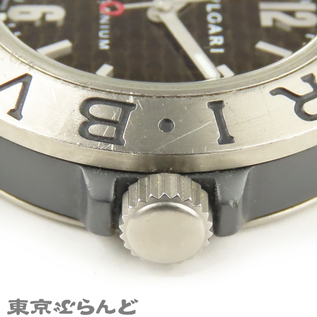 101602138 1円 ブルガリ BVLGARI ディアゴノ チタニウム 時計 腕時計 ボーイズ クォーツ 電池式 チタン ラバー カーボン TI32TA_画像5