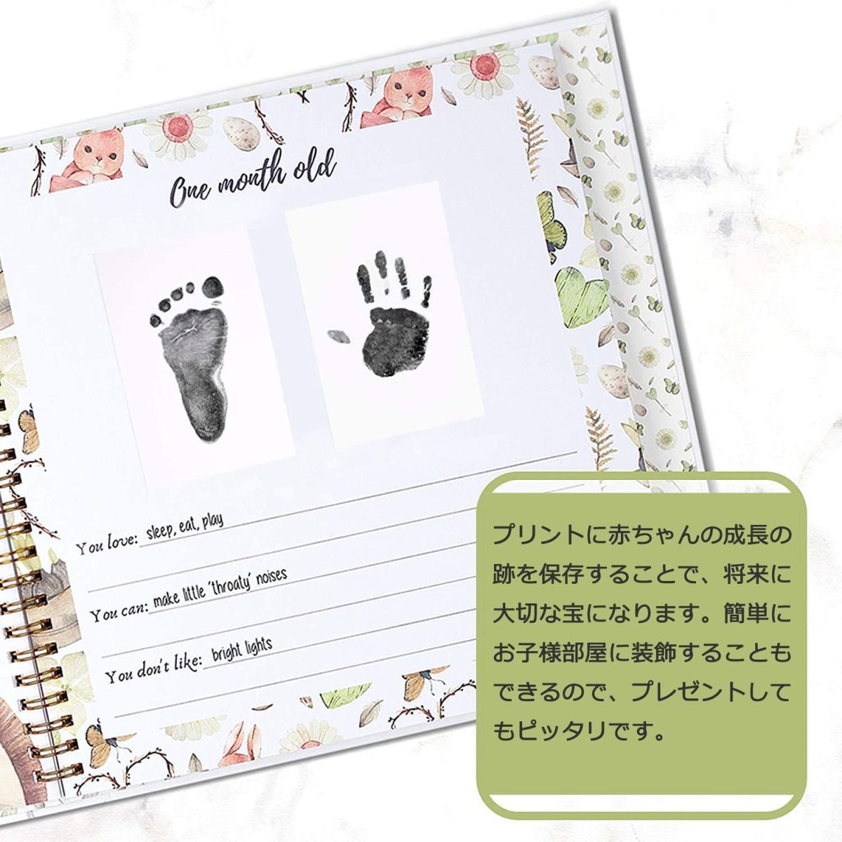 赤ちゃん 手形 足形 インク スタンプ ペットにも 新生児 ベビー 0-6ヶ月 手が汚れない インク パッド ベビーフレーム記念品の画像3