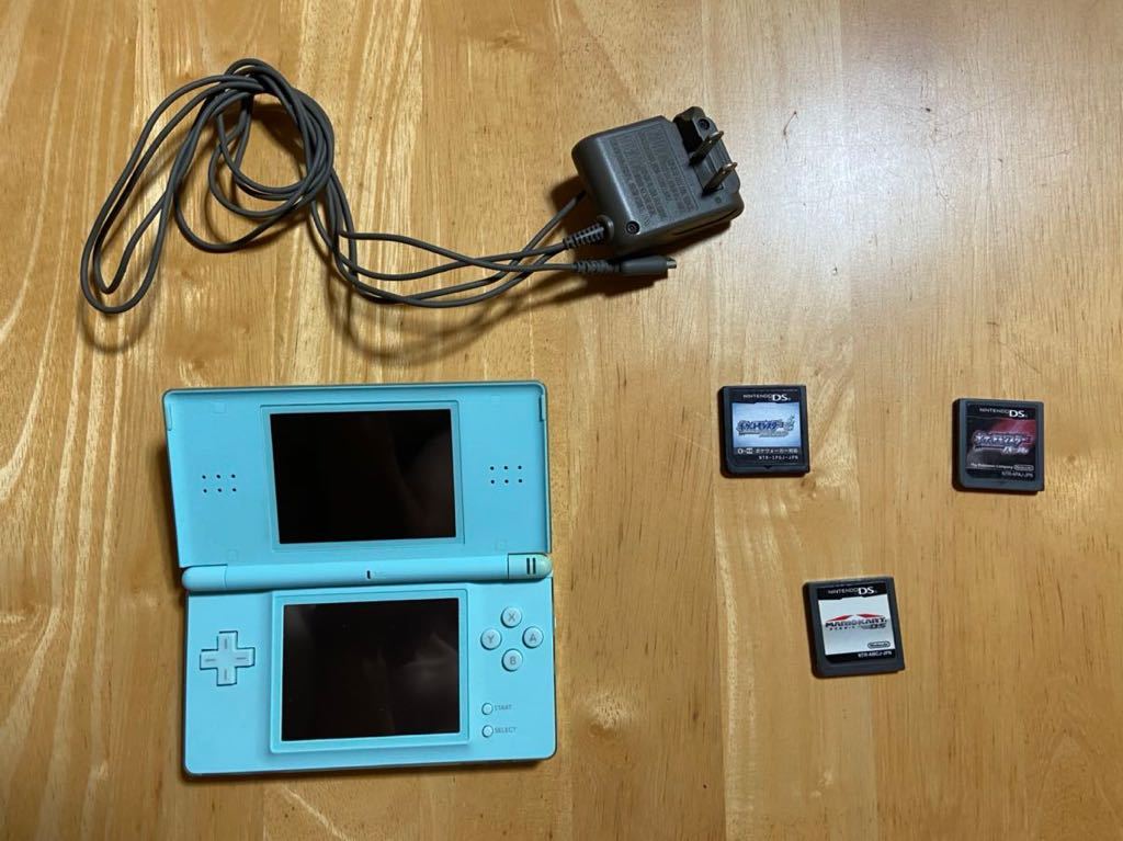 ニンテンドーDS Lite 充電器付き DSソフト 3点 ソウルシルバー パール マリオカート 検索用 DSライト ポケットモンスター 任天堂_画像1