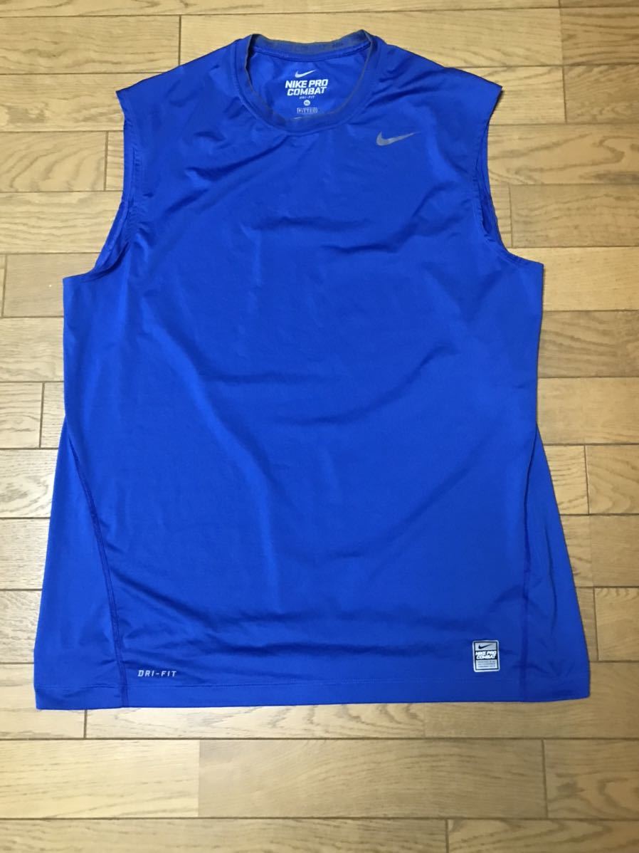 NIKE PRO COMBAT MEN’S DRI-FIT SLEEVELESS SHIRTS size-XL(着丈73身幅55) 中古(ほぼ新品) 送料無料 NCNR