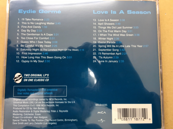 Eydie Gorme★中古CD/EU盤「E.Gorme/Love Is A Season」_画像2