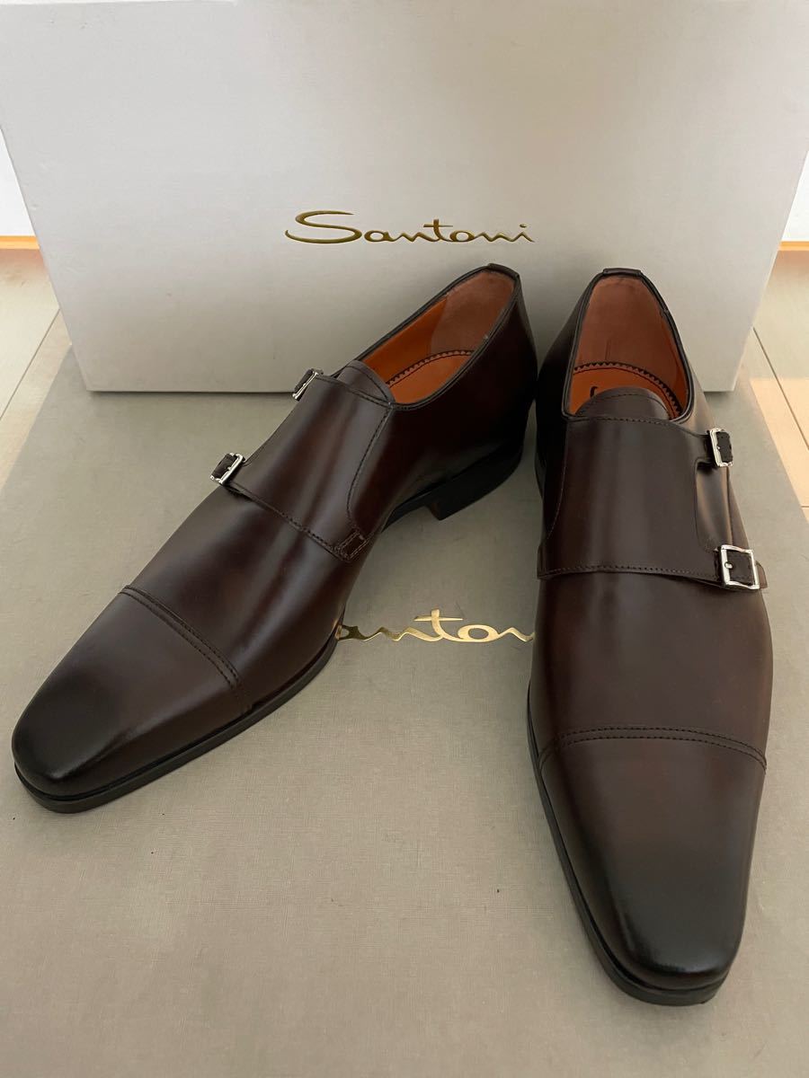 新品 Santoni サントーニ ダブルモンク ドレスシューズ 茶色 新品 Santoni サントーニ ダブルモンク ドレスシューズ 茶色