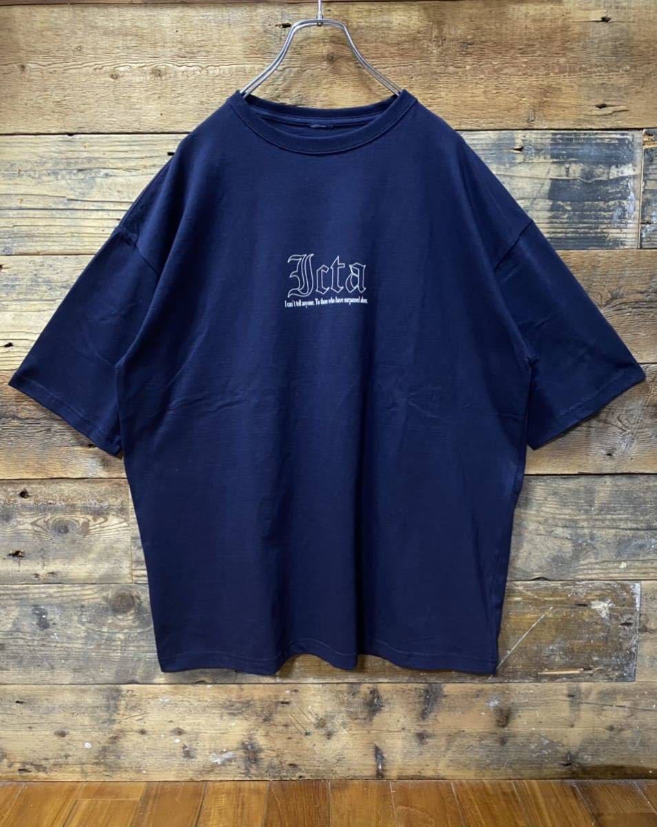 ICTA　Graphic Big TEE navy　/　HOTEL THE nookie グラフィックビッグTee Tシャツ ザ・ヌーキー オーバーサイズ ネイビー 紺_フロント