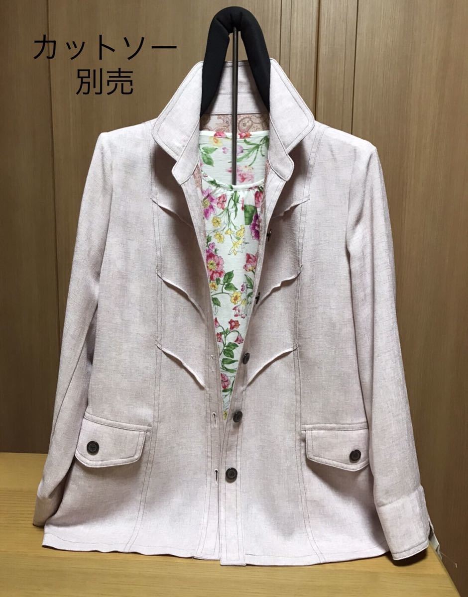 [新品] 激安・在庫処分　Lサイズ　レディースジャケット　ミセスピンタックジャケット　婦人デザインジャケット　ピンク色_画像1