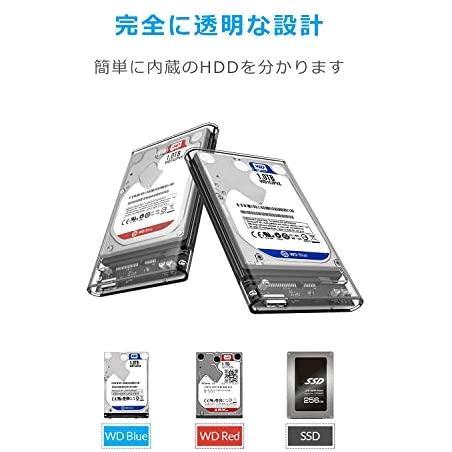 ORICO 2.5インチ HDD/SSD ケース USB3.0 ハードディスクケース UASP対応 5Gbps転送 4TB（9.5mm以下）まで対応 静電気防止 PC材料 透明な_画像2
