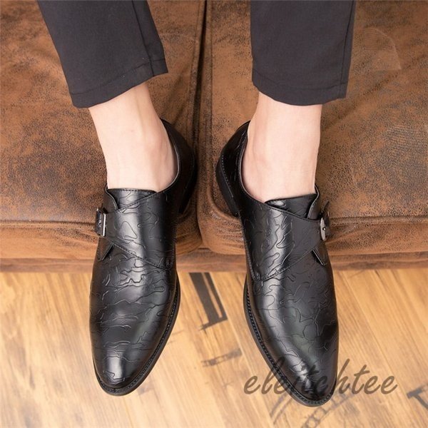 男性用ローファーシューズ皮靴使い勝手いい冠婚葬祭 革靴 メンズ シングルモンクストラップ フォーマル ローファー ビジネスシューズ 