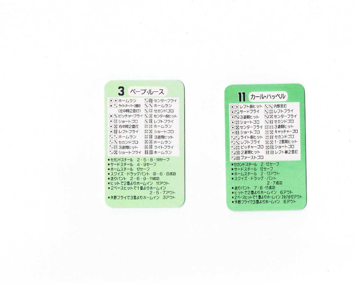 タカラプロ野球カードゲーム風　自作カード２枚(カール・ハッベル、ベーブ・ルース)_画像4