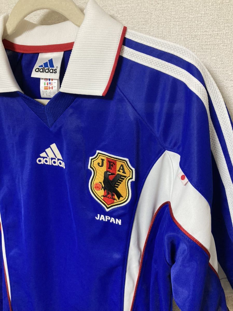 極美品 adidas JAPAN アディダス サッカー 日本代表 99-00 ホーム ユニフォーム 黄金世代 侍ブルー 半袖 サイズL 日本製 サムライブルー