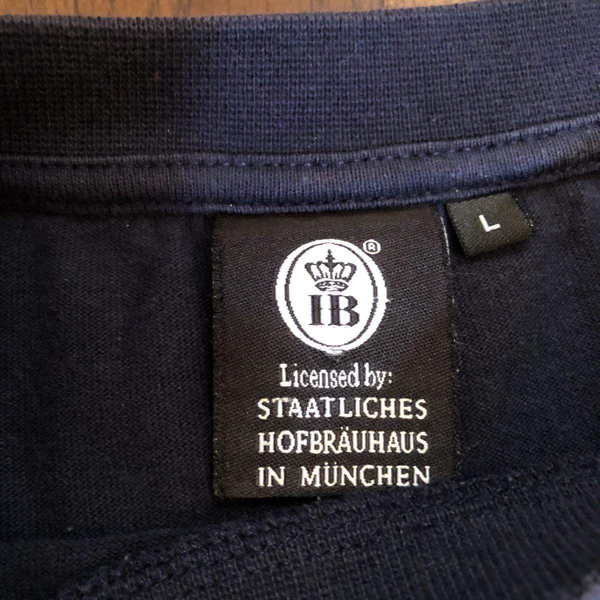 ★送料３７０円★HOFBRAUHAUS MUNCHEN★プリントショートスリーブネイビーＴシャツ Ｌサイズ_画像5