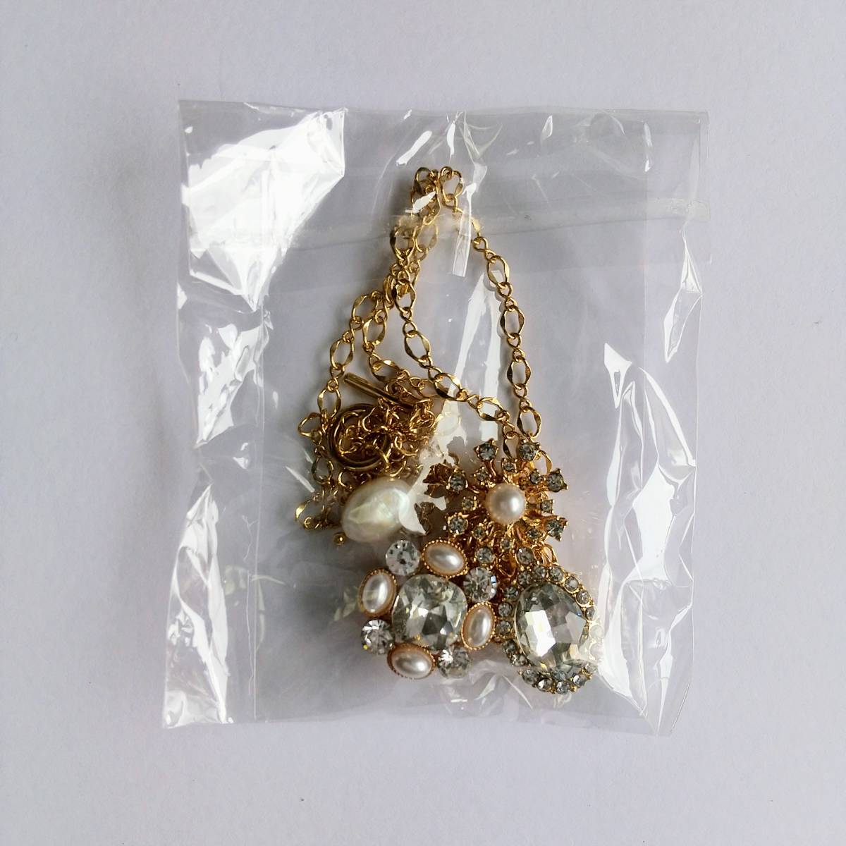 SALE 未使用品 2WAY・ブローチネックレス・淡水パール・ゴールド