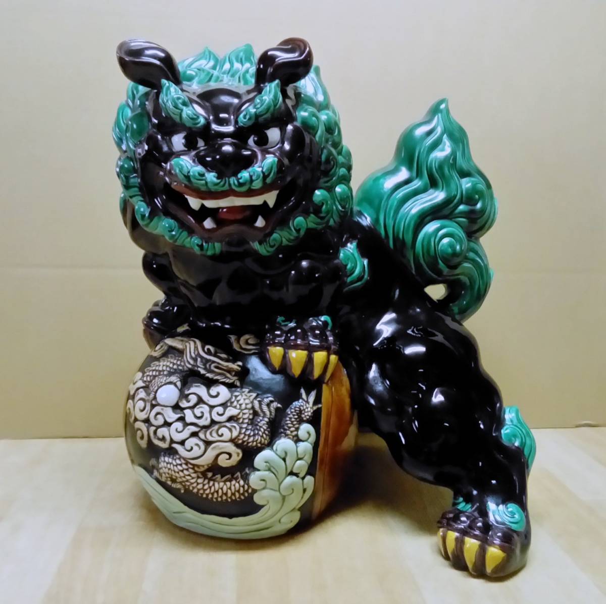 九谷焼 大型立獅子「交趾」二代 糠川清章作 高さ48㎝ art-school.ks.ua