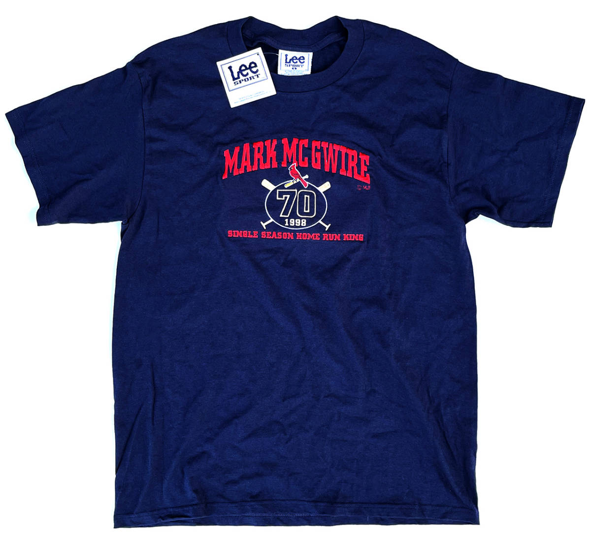 ★紙タグ付き 1998年 Lee SPORT MLB カージナルス マーク・マグワイア 刺繍 Tシャツ ネイビー Lサイズ 90s ビンテージ メジャーリーグ 野球_画像2