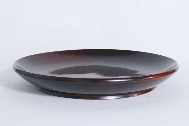 TB526木製 漆塗り 直径40.5cm 大皿◇丸皿/盛皿/鉢/木工/漆芸/漆器/伝統
