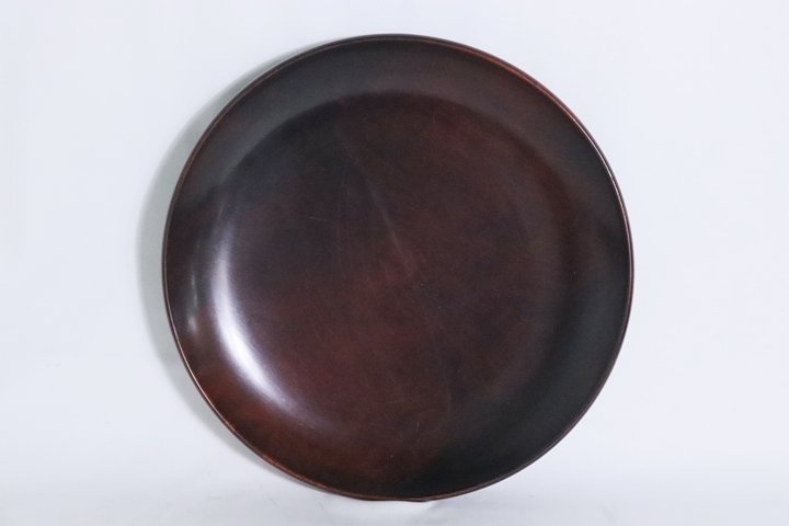 TB526木製 漆塗り 直径40.5cm 大皿◇丸皿/盛皿/鉢/木工/漆芸/漆器/伝統
