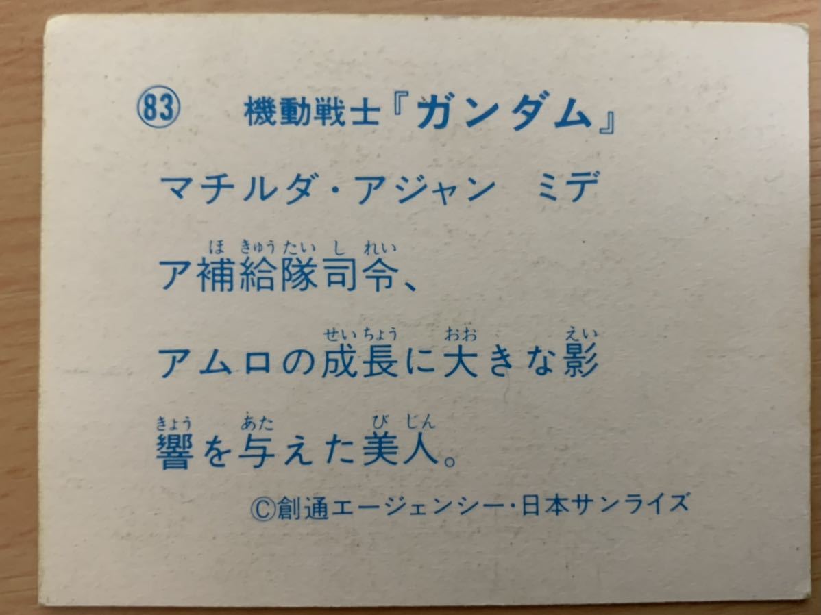 機動戦士ガンダム 　83マチルダ・アジャン　日本サンライズ　横７ｃｍ縦５ｃｍほど　送料無料、匿名配送