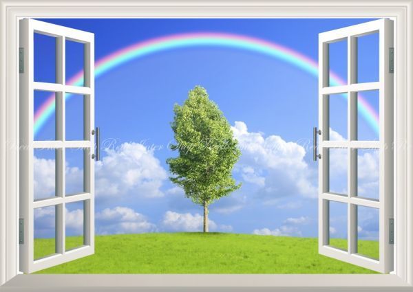 [ window specification ] rainbow . empty ... green. is - moni - Rainbow arch picture manner wallpaper poster A2 version 594×420mm is ... seal type 003MA2