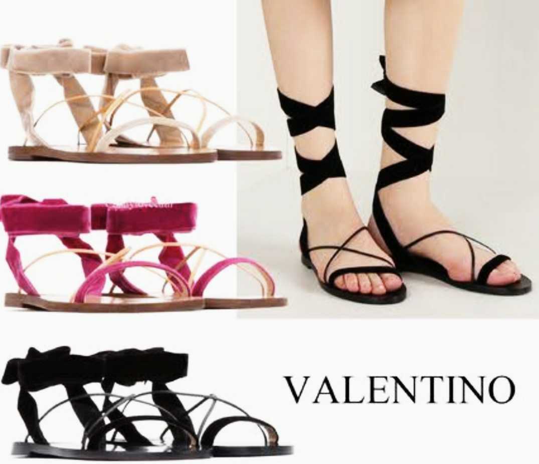 VALENTINO★新品★\73,700★リボン レースアップ サンダル３５黒/ヴァレンティノ_画像1