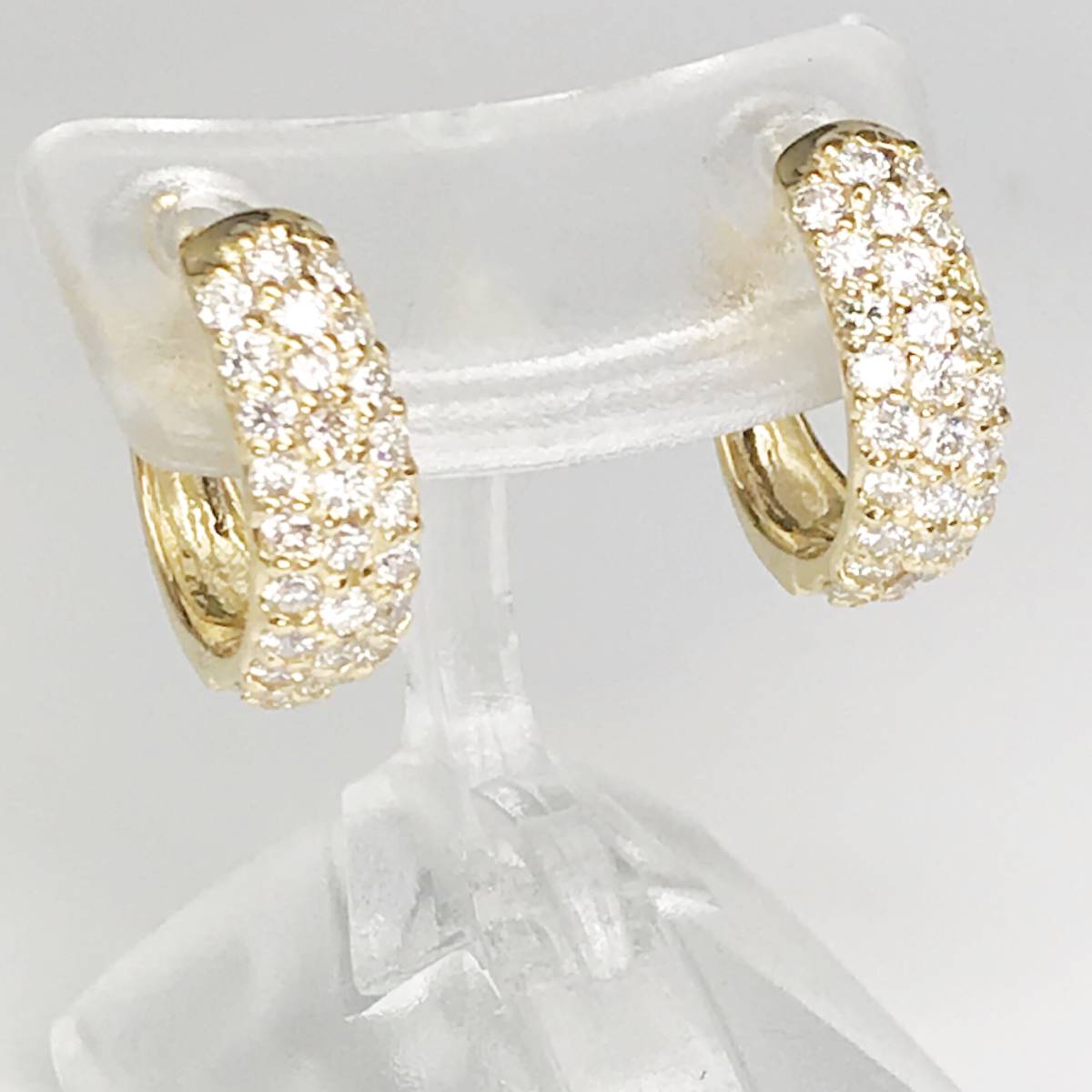 入手困難 天然ダイヤモンド 1.00ct 中折れ式パヴェフープピアス K18