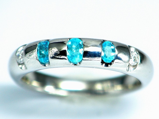 天然ブラジル産パライバトルマリン 0.22ct PT900リング ダイヤモンド アウトレットの通販 天然 PT900 計0.42ct ダイヤモンド パライバトルマリン リング