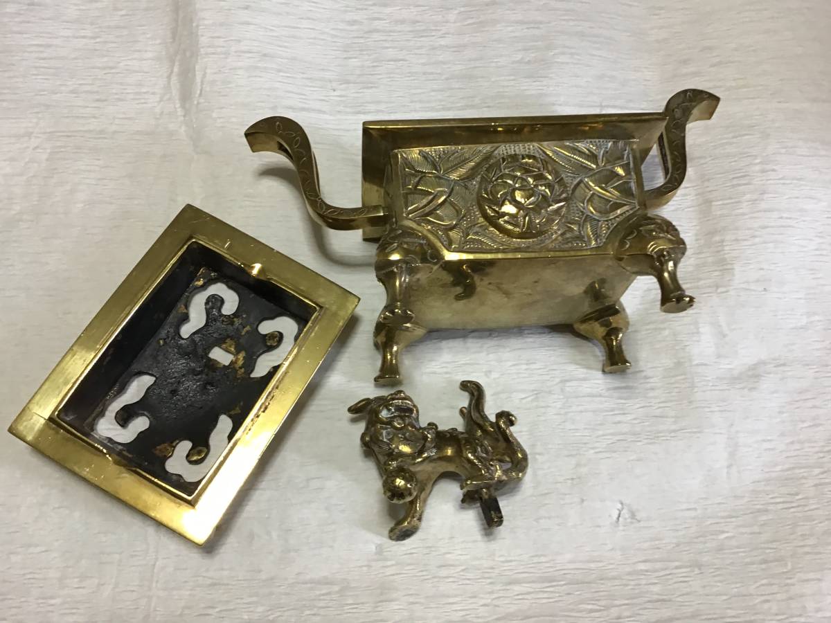 三具足 真鍮 鶴亀 仏具 箱無し 三具足 真鍮 鶴亀 仏具 箱無し