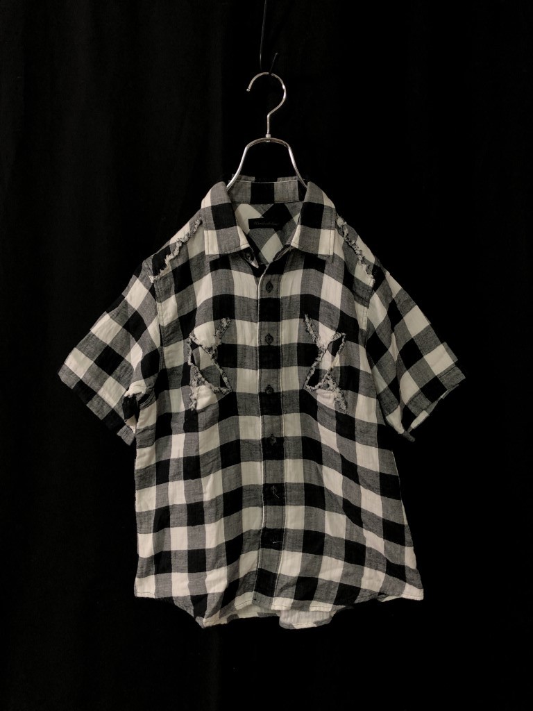  beautiful goods *World wide love! short sleeves shirt S check piece .. design 