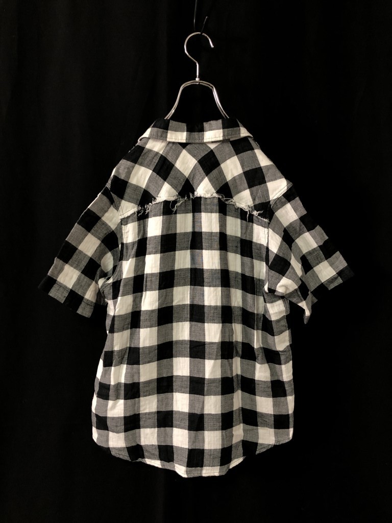  beautiful goods *World wide love! short sleeves shirt S check piece .. design 