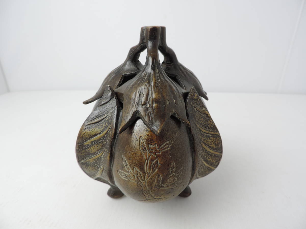 大明宣徳 三茄子 香炉 工芸品 大明宣徳 三茄子 香炉 工芸品
