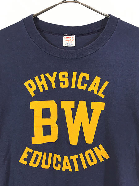 古着 60s USA製 Champion 「PHYSICAL BW EDUCATION」 3段 100%コットン Tシャツ M 美品!! 古着_画像2