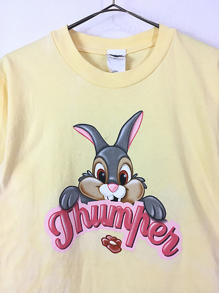 レディース 古着 90s USA製 Disney 「Thumper」 バンビ とんすけ キャラクター 両面 Tシャツ S 古着_画像2