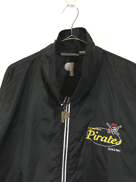 古着 90s MLB Pittsburgh Pirates パイレーツ ロゴ 刺しゅう ナイロン ジャケット XL 古着_画像2