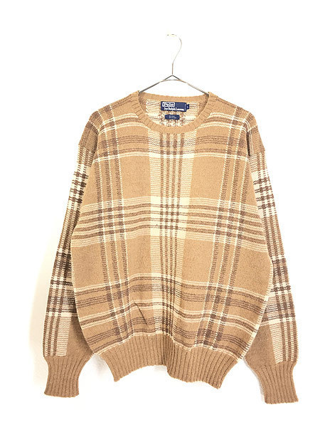 2022高い素材 ブラウン Lauren Ralph Polo 古着 チェック 古着 L