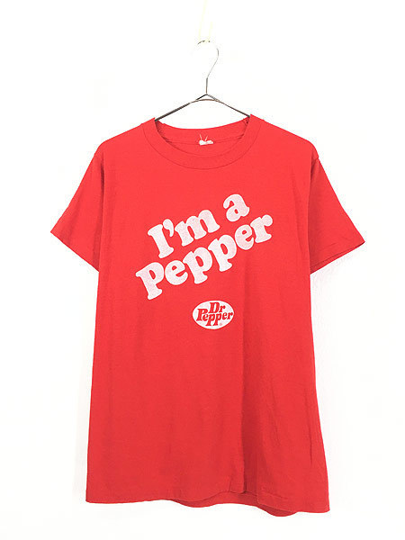 古着 80s USA製 Dr Pepper 「I'm a Pepper」 ドクターペッパー ドリンク ロゴ Tシャツ L 古着_画像1