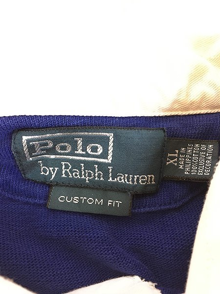 古着 90s Polo Ralph Lauren 「EXP.34」 ステンシル ユニオンジャック ラガー ラグビー シャツ XL 古着_画像7