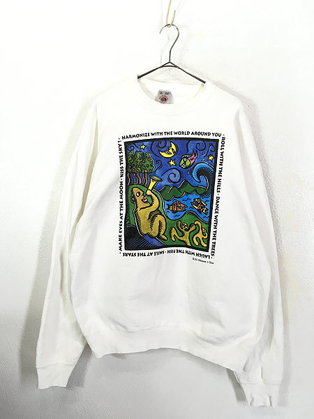 値引 月 動物 Human-i-Tees USA製 90s 古着 ポップ 古着 XL トレーナー