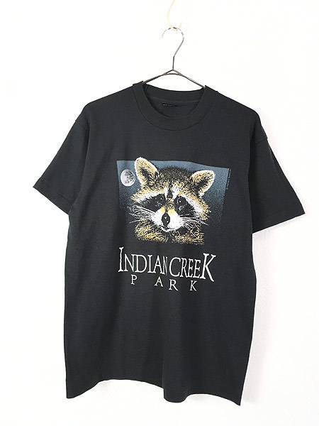 古着 90s USA製 「INDIAN CREEK PARK」 アライグマ アニマル Tシャツ L 古着_画像1