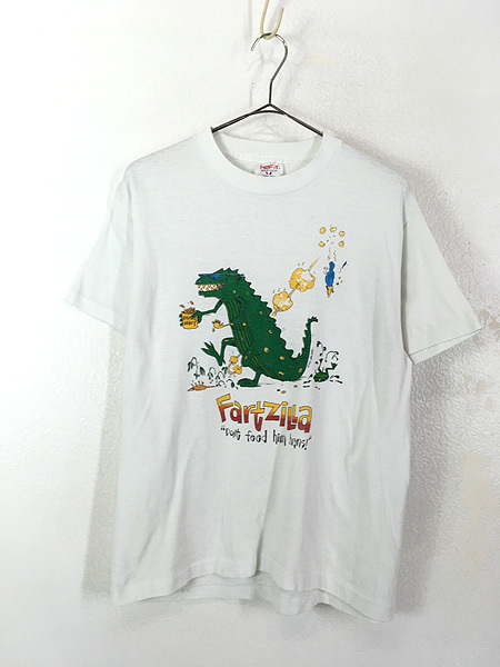 古着 80s USA製 Fartzilla おなら ゴジラ 恐竜 ポップ アート Tシャツ L 古着