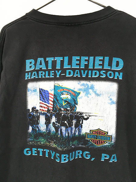 古着 HARLEY DAVIDSON 「BATTLEFIELD」 兵隊 ポケット付 Tシャツ ロンT XL 古着_画像4