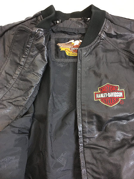 古着 HARLEY DAVIDSON 両面 シールド ロゴ 刺しゅう 本革 レザー ジャケット ブルゾン M 古着_画像7