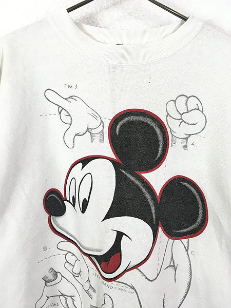 古着 90s USA製 Disney Mickey ミッキー 図解 プリント スウェット トレーナー XL 古着_画像2