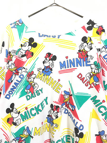  женский б/у одежда 80s Disney Mickey &f линзы красочный общий рисунок тренировочный футболка L ранг б/у одежда 
