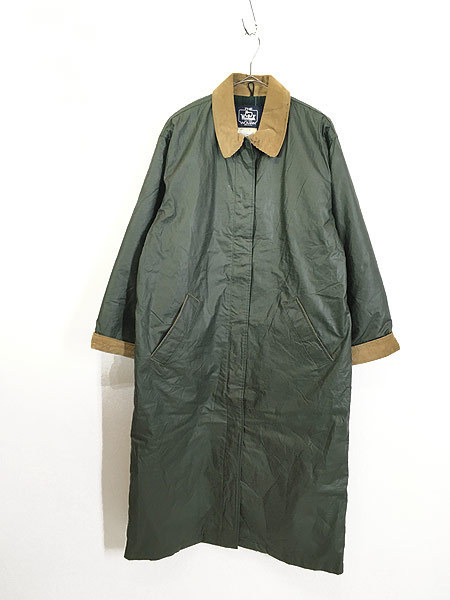 レディース 古着 80s USA製 WoolRich 裏地 チェック 比翼 オイルド コーティング コート M 古着